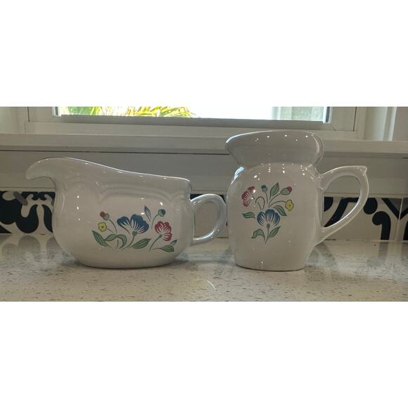 Hearthside Floral Expressions Other - Vintage Hearthside Floral Expressions Stoneware Gravy Boat and Creamer